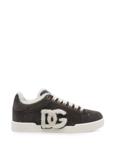 Sneakerși Dolce & Gabbana din piele de oaie cu autograf gri