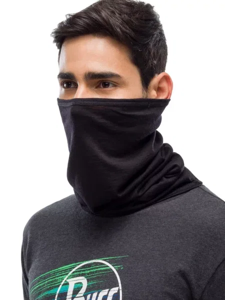 Merino gyapjú egyszínű sál Buff fekete