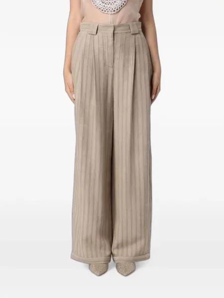 Pantaloni palazzo Emporio Armani cu talie înaltă cu dungi cu imagine