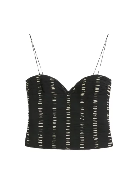 Lniany top Valentino Garavani czarny