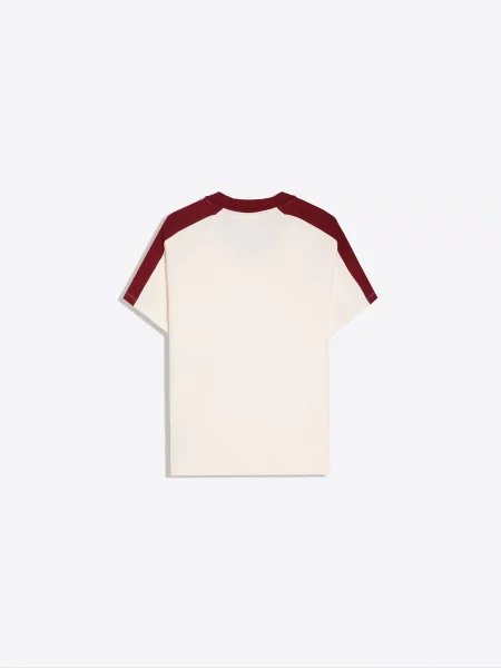 Bershka Tričko svetlomodrá / burgundská / vínovo / šedobiela červená