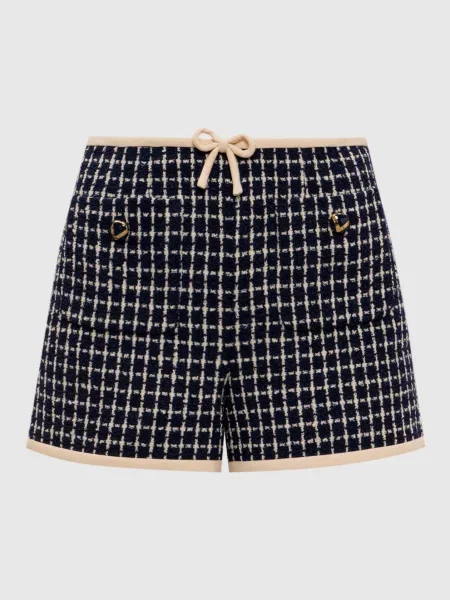 Твідові шорти з вовною в клітинку Valentino сині