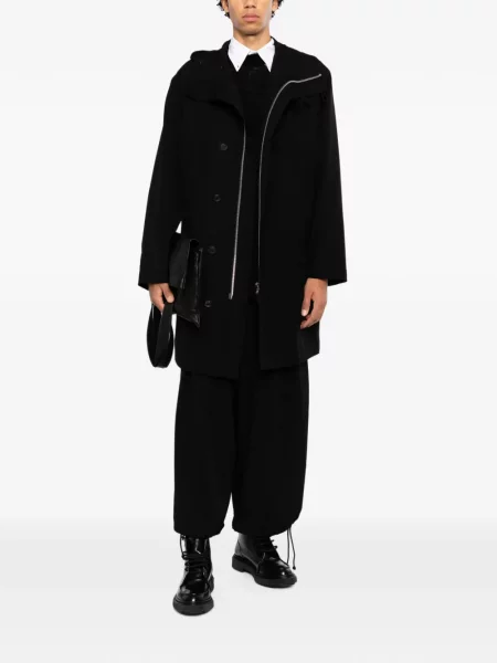 Palton Yohji Yamamoto cu glugă negru