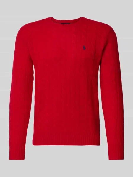 Sweter z dzianiny ze stójką Ralph Lauren czerwony