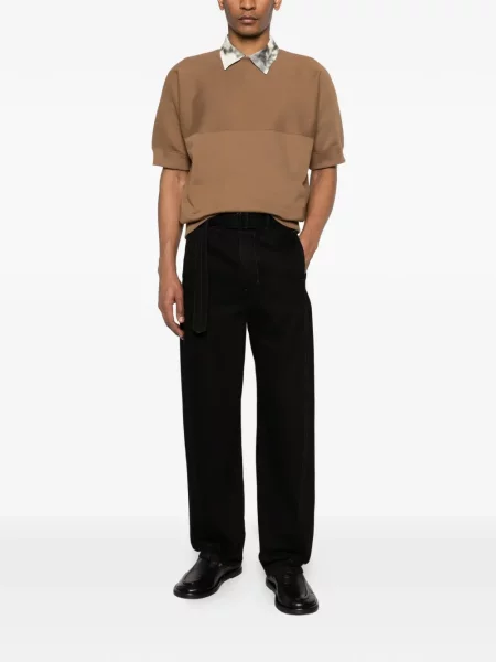 Tricou Jil Sander cu decolteu rotund maro