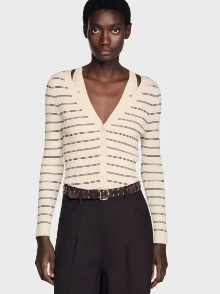 Смугастий кардиган Sandro білий