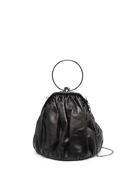 Geantă shopper Yohji Yamamoto din piele drapată negru
