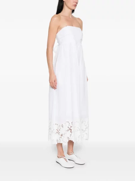 Sukienka midi Max Mara koronkowa do kolan garniturowa biała
