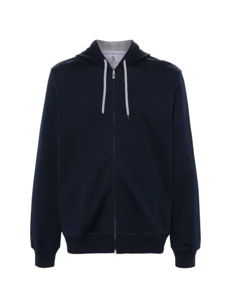Bluza z kapturem Brunello Cucinelli z kapturem niebieska