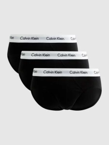 Slipy z bawełny mieszanej w zestawie 3 szt. Calvin Klein Underwear czarny