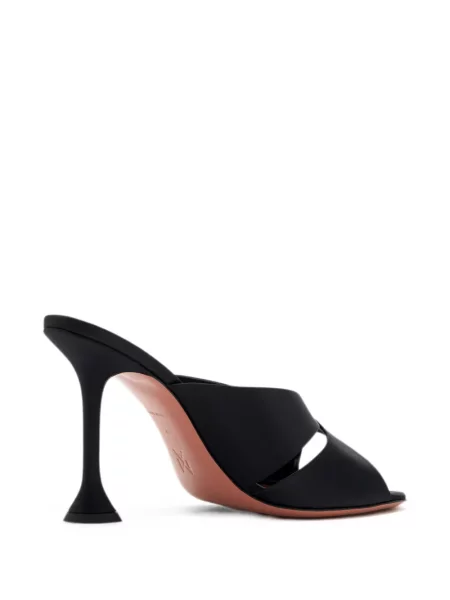 Papuci tip mules Amina Muaddi din satin negru