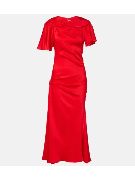 Rochie midi Victoria Beckham drapată până la genunchi de costum roșu
