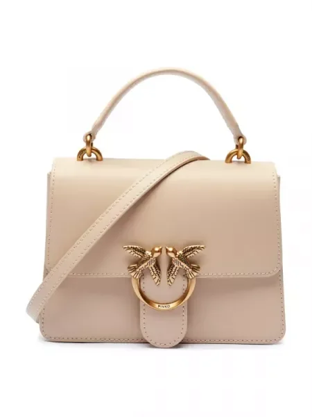 Pinko Bőr bőrönd Love One Top Handle Mini bézs