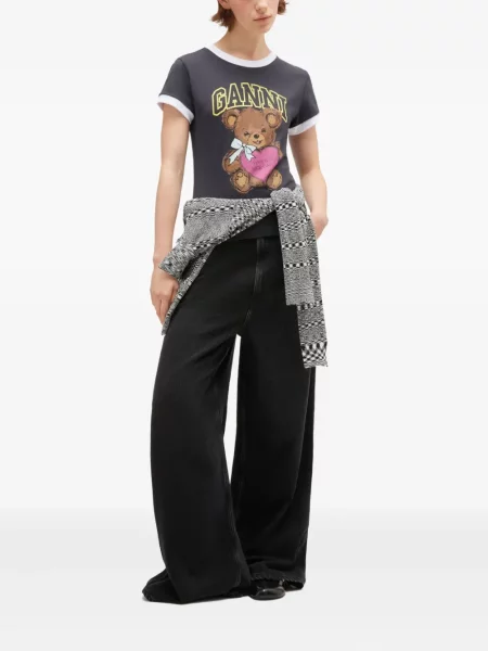 Tricou Ganni cu imagine teddy gri
