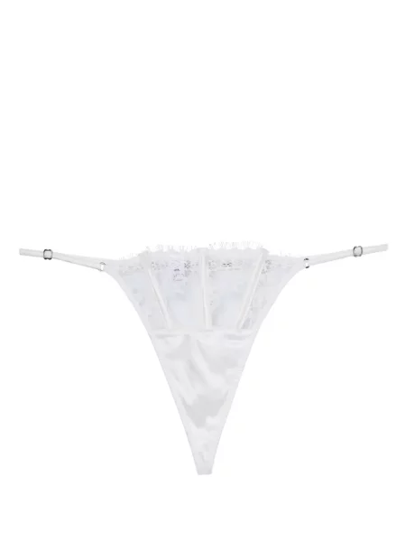 Chiloți tanga Fleur Du Mal din dantelă alb