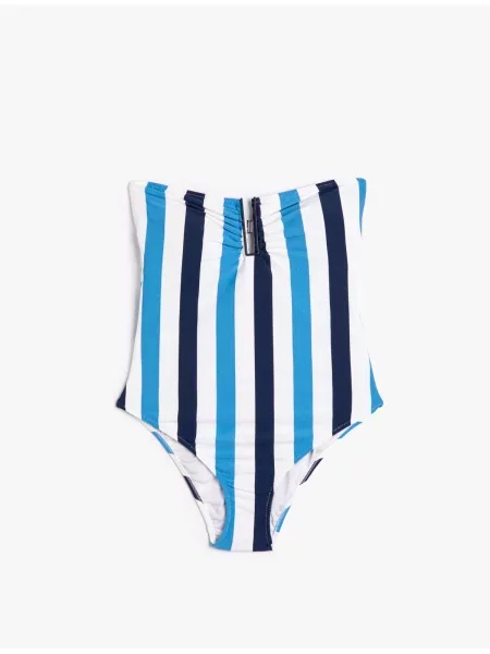 Costum de baie Koton cu imprimeu geometric fără bretele alb