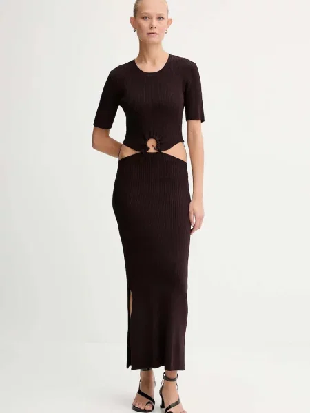 Šaty Sessun maxi přiléhavé hnědá