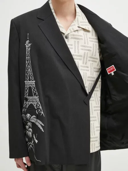 Шерстяной пиджак Kenzo черный