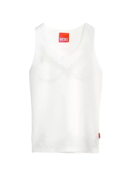 Tricou Diesel cu imagine din dantelă alb