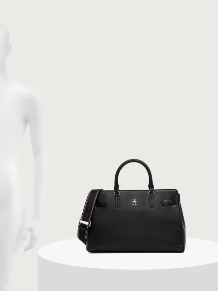 Tommy Hilfiger шопинг чанта дамска от имитация на кожа черно