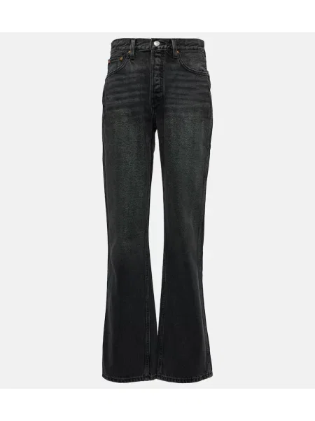 Blugi drepți Re/done cu talie înaltă negru