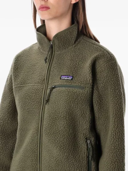 Geacă Patagonia din fleece cu autograf verde