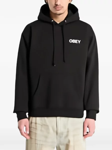 Bluza z kapturem Obey z nadrukiem czarna
