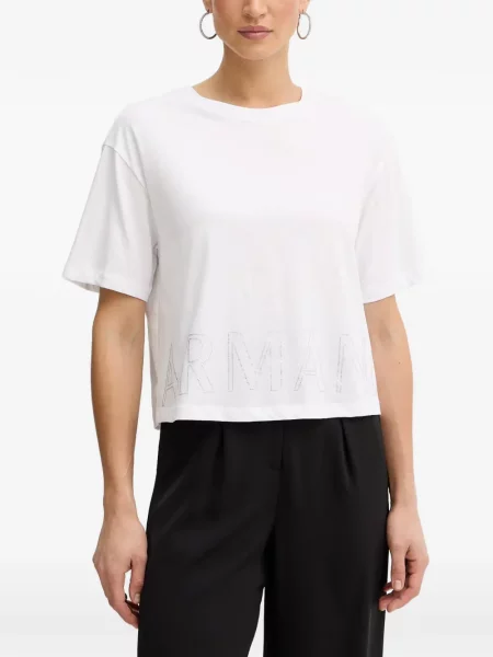 Tricou Armani Exchange cu autograf alb