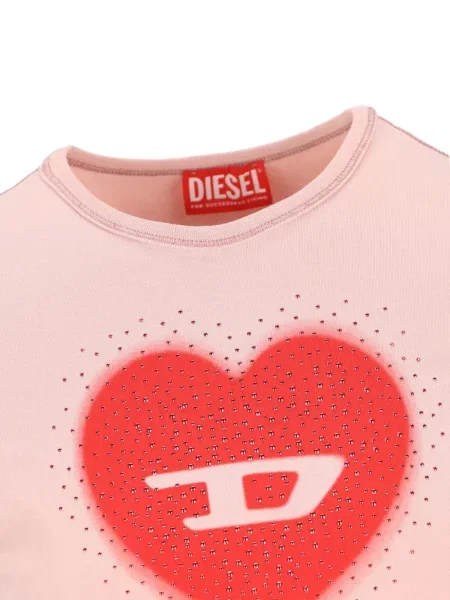 Tricou Diesel cu imagine scurt roz