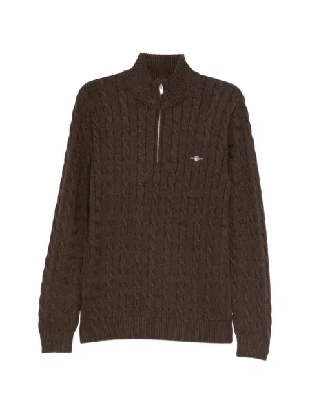 Pulover Gant cu broderie maro