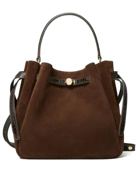 Geantă de mână Tory Burch din piele de căprioară maro