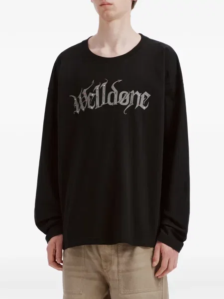 Lung tricou We11done cu imagine negru