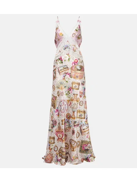Rochie maxi Camilla de mătase cu imagine