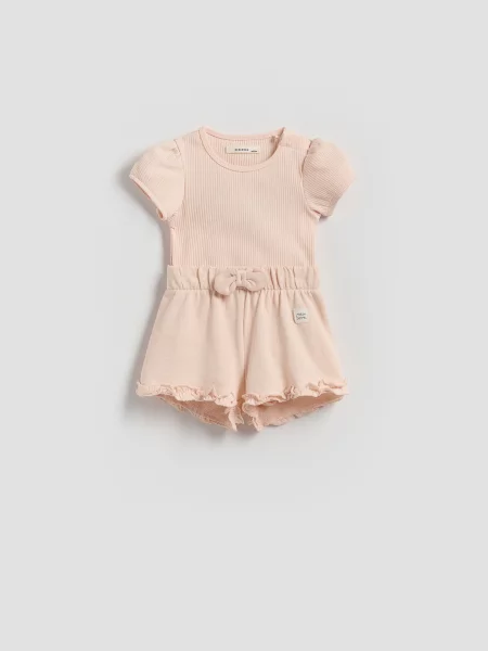 Reserved Set din cu pantaloni scurți roz-pastel roz