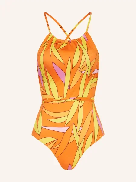 Vilebrequin High Neck Plavky Madrague Hydra oranžová žlutá