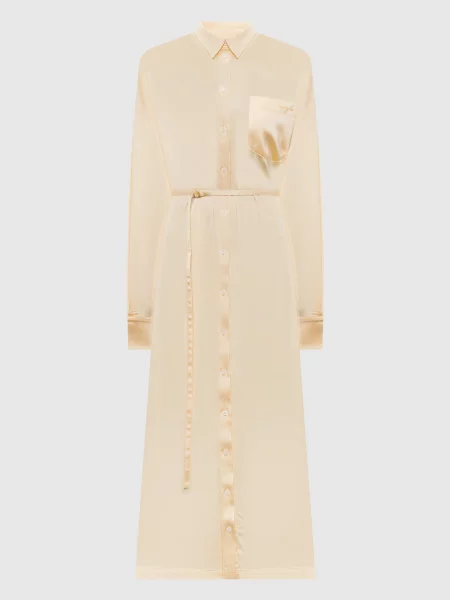 Платье-рубашка Thierry Mugler с вышивкой желтое
