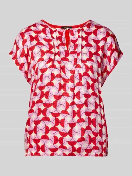 T-shirt z mieszanki z wycięciem w kształcie łezki More & More czerwona