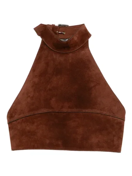 Top Monse skórzany brązowy