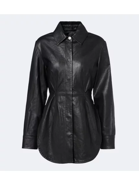 Cămașă Sportmax din piele de căprioară negru