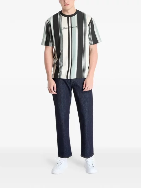 Tricou Guess cu dungi cu autograf negru