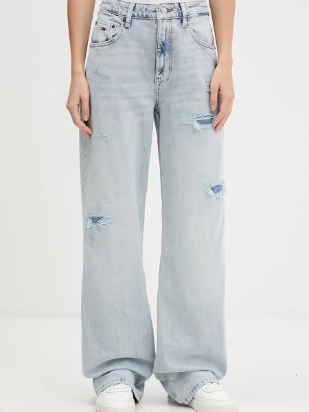 Дънки Tommy Jeans с висока талия бяло