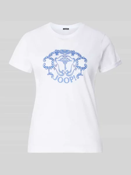 T-shirt o kroju regular fit z obszyciem z kamieni stras model Tulya' Joop! biała