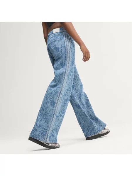 Spodnie adidas Liberty London Firebird Mid Rise Straight Denim niebieskie
