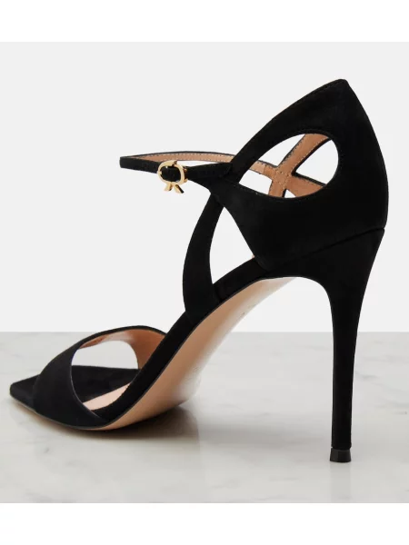 Sandale Gianvito Rossi din piele de căprioară slingback negru