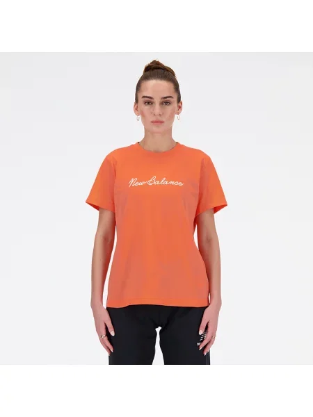 Tričko New Balance Script Tee gulfred oranžové