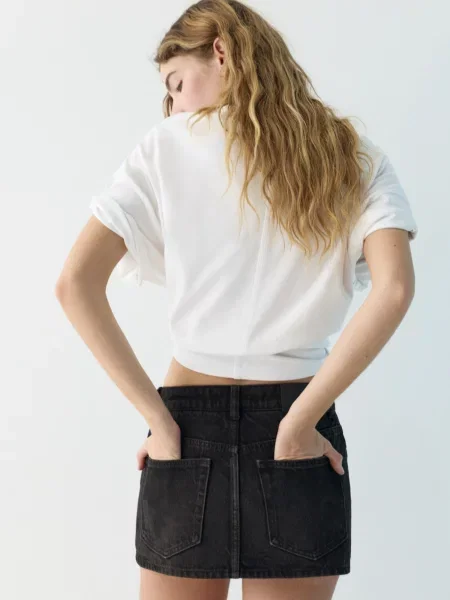 Pull&Bear Sukňa denim čierny