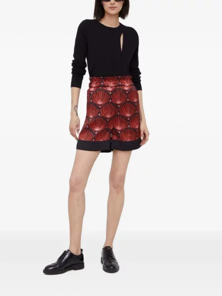 Pantaloni scurți Sisley cu volane roșu
