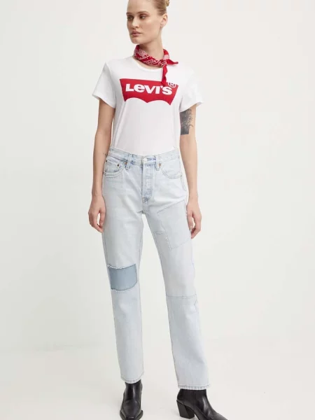 LEVI'S Tričko červená / šedobiela biela