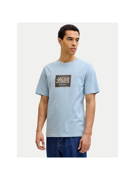Jack & Jones Marškinėliai Jjrain Tee Ss Crew Neck Žydra