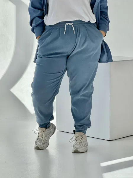 Замшеві Штани повсякденні IJ ij-pants-lip-velvet-blue блакитний сині